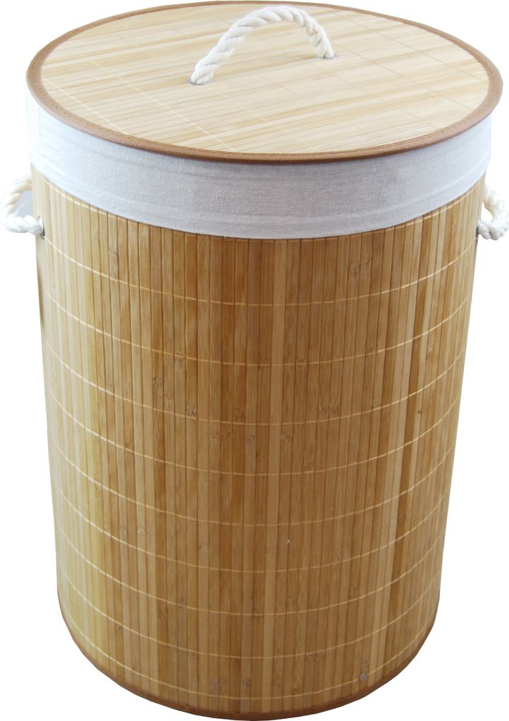 Wäschekorb Wäschetruhe Bambus beige  faltbar m. Bezug Produktbild 