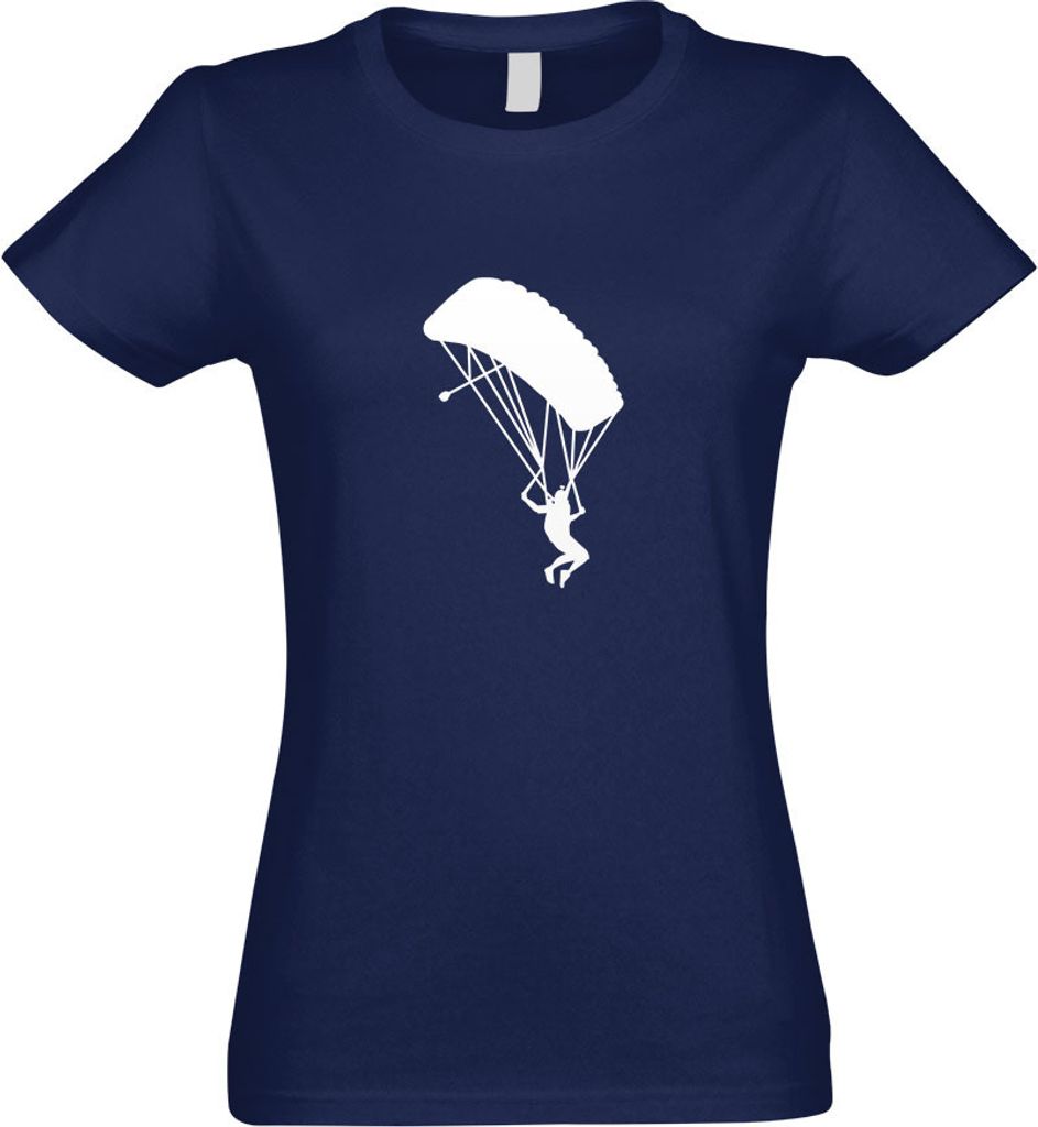 Kiwistar - T-Shirt tailliert - Damen - Navy - Gleitschirmfliegen Figur - mit Motiv Bedruckt - Funshirt Design - Sport - Freizeit - Damen - XXL