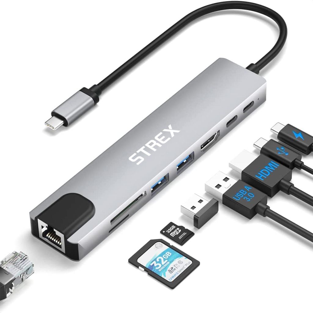 Strex 8 in 1 USB C Hub - Docking Station - USB Splitter - Productafbeelding 