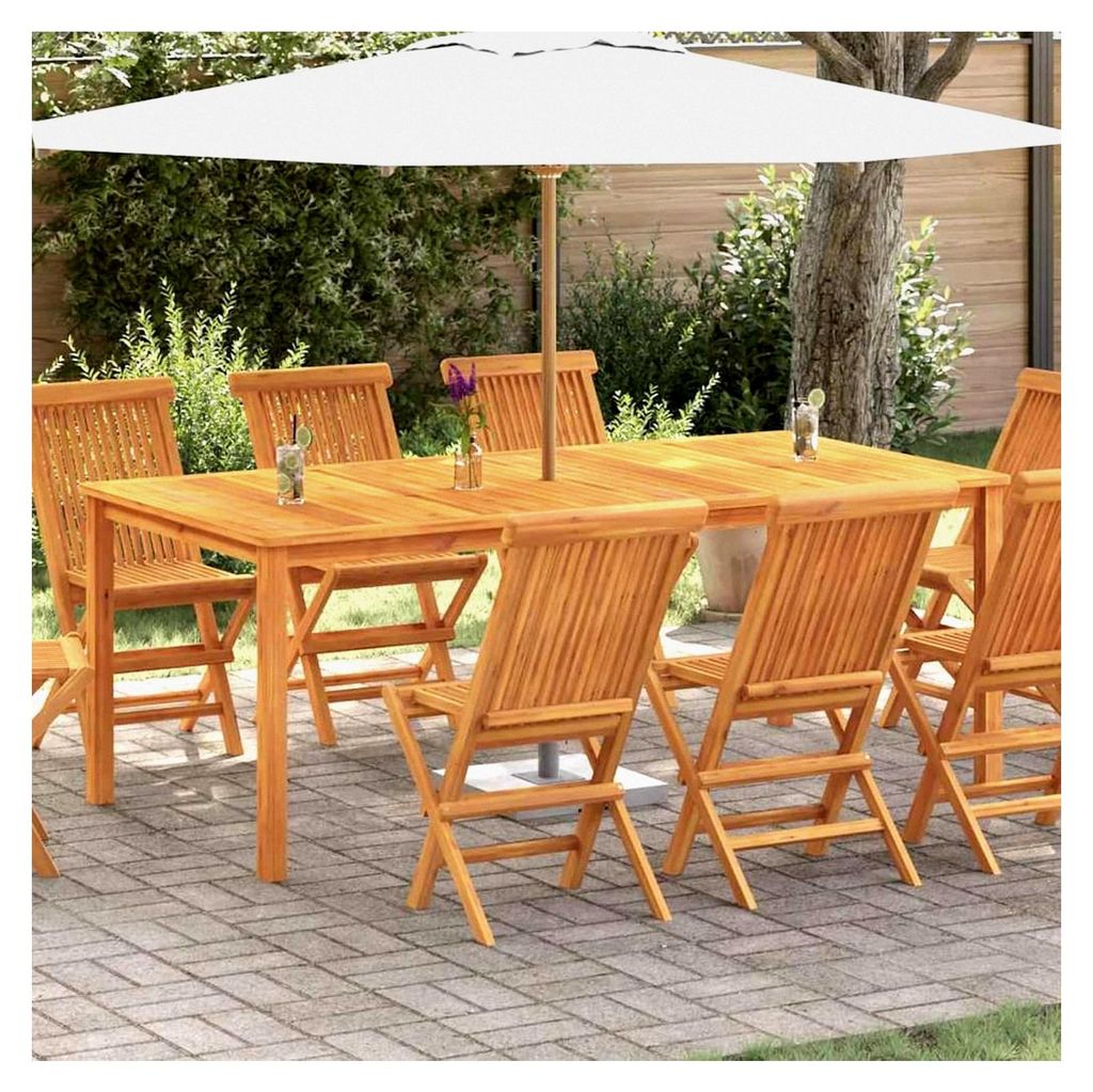 Gartentisch 200x100x74 cm aus massivem Akazienholz, kleiner Gartentisch für Terrasse, Bistro, Gartenparty, Balkon und Wohnzimmer