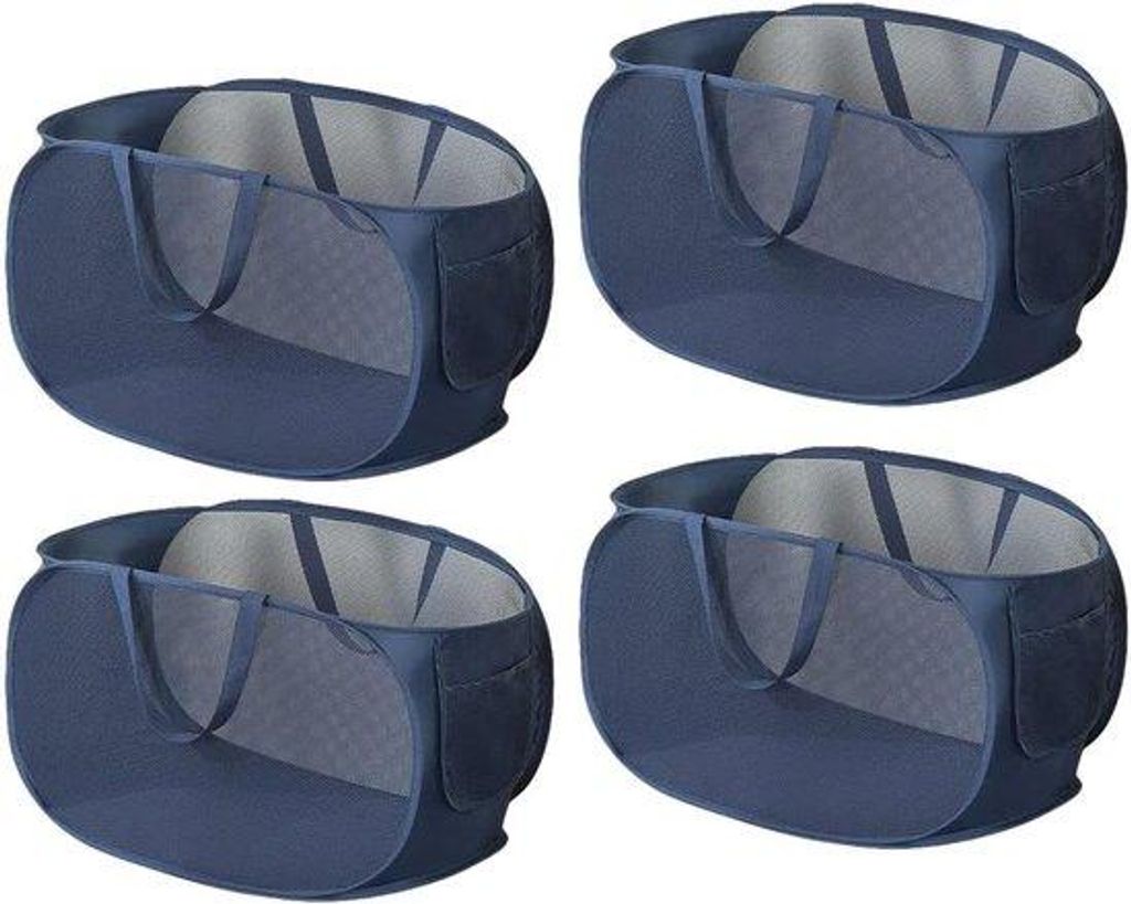 Opvouwbare wasmand, inklapbare wasverzamelaar, 4-stücks-Mesh-Mand, lichter Draagbarer Container, opslag mit Handgriff, Sitzfleisch für Waschmitte...