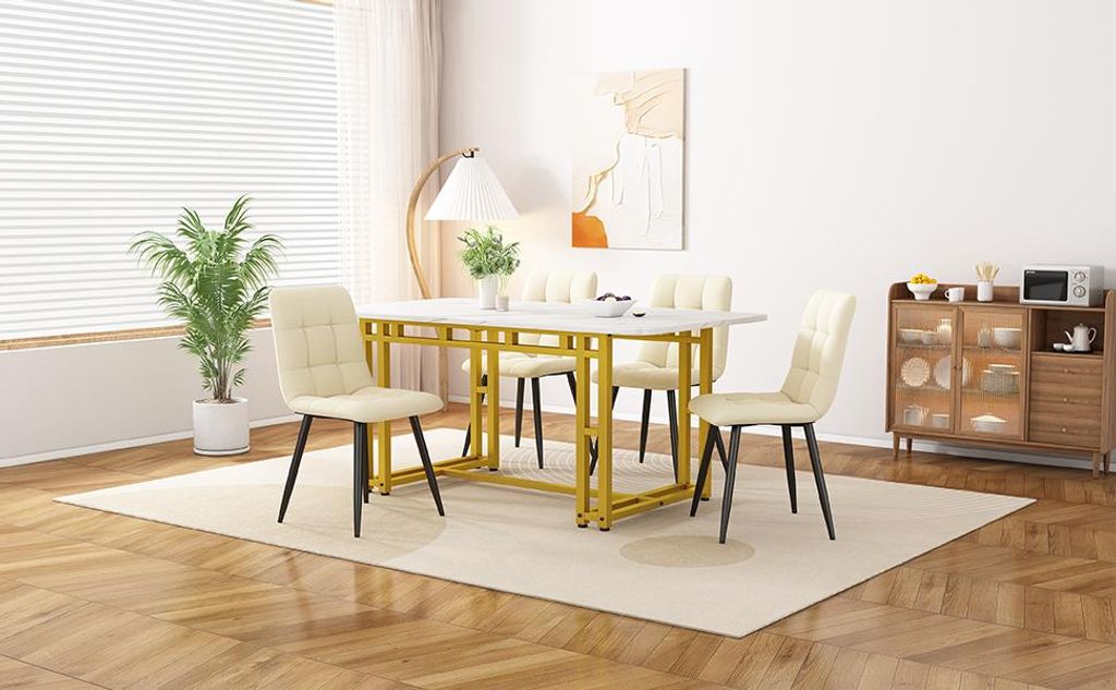 Elegancki stół ze złotymi metalowymi nogami do nowoczesnej Zdjęcie produktu 