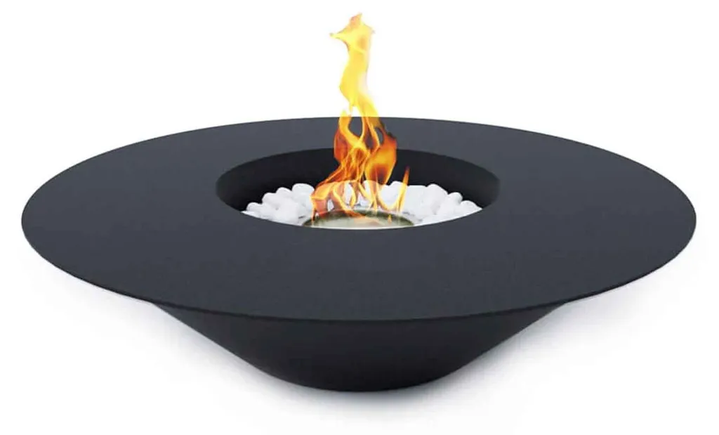 Cheminée de Sol au Bioéthanol Circulaire Design Moderne Santorini Noir