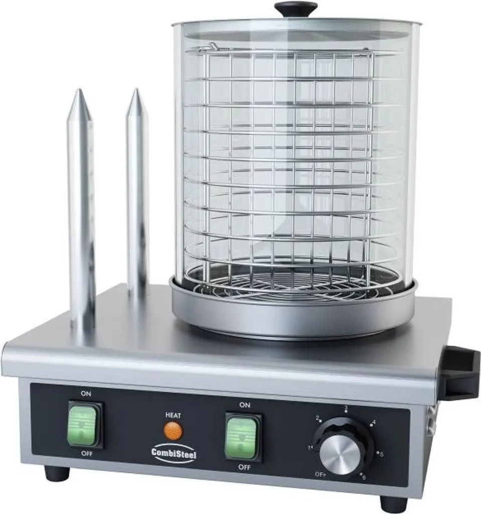 Machine hot-dog 2 chauffe-pains inox - Cuisson vapeur et design compact