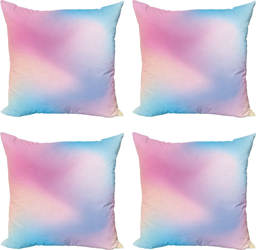 ABAKUHAUS Pastell Kissenbezug Set (4 Stück), Daydream Fantasie, Moderner Doppelseitiger Digitaldruck, 45 cm x 45 cm, Aqua Pfirsich-Rosa