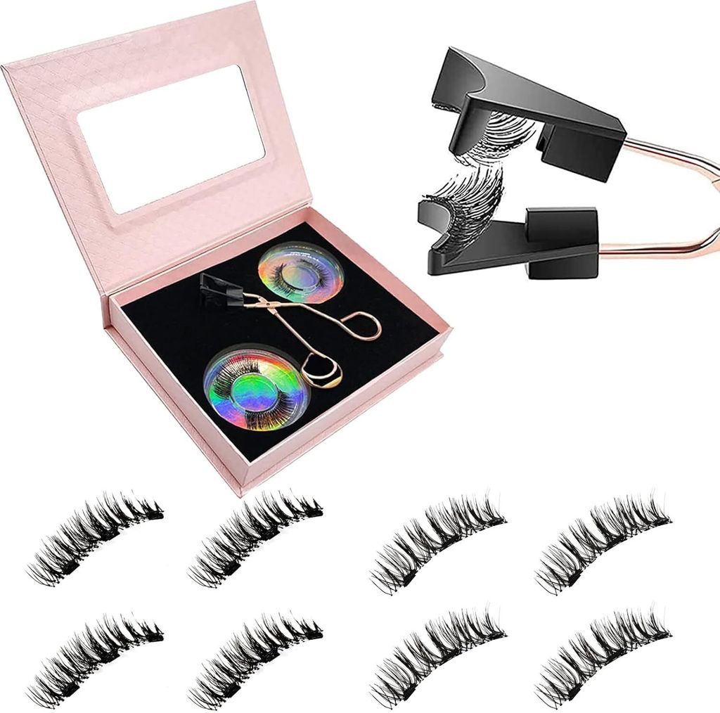 Magnetische Wimpern - 2 Paare Natürlich Look Magnet Wimpern - Wiederverwendbare 3D Magnetic Lashes Ohne Eyeliner Oder Kleber- Magnetwimpern mit Ap...