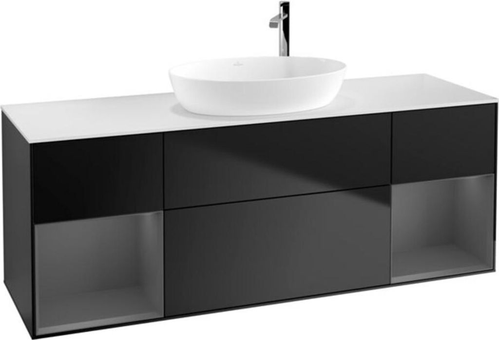 V&B Waschtischunterschrank Wandbeleuchtung Finion 160cm, Pl w m, Rg A m Lac, bla m Lac