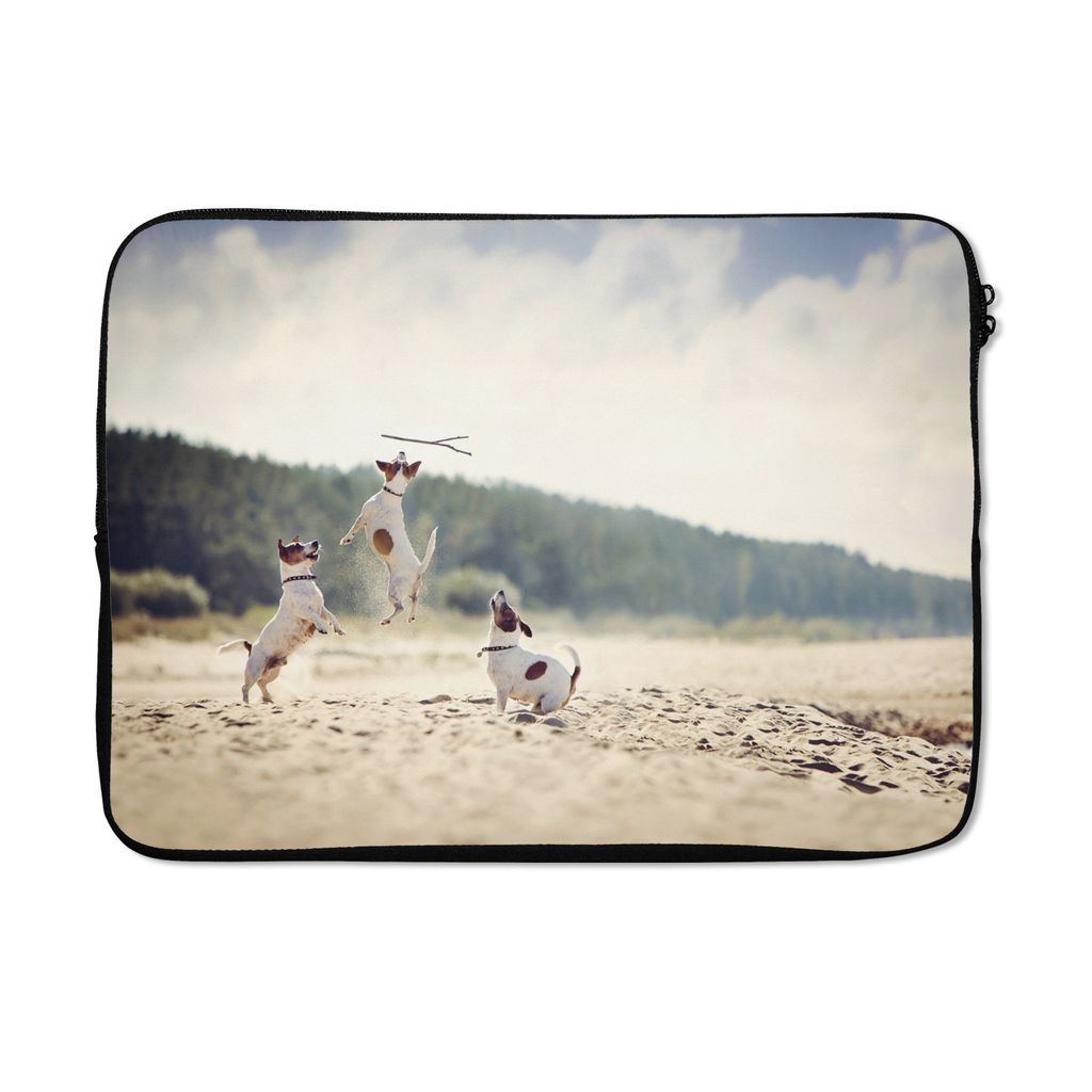 MuchoWow Laptop Hülle 13 Zoll Hund - Zweig - Sand Laptoptasche - Laptophülle - Sleeve - Rundumschutz