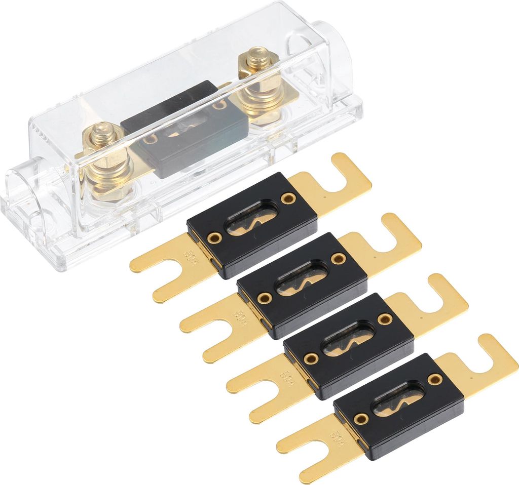 1 Satz Auto 1/0 2 4 AWG Kabel ANL Sicherungshalter mit 5 Stück 80A ANL Sicherungen