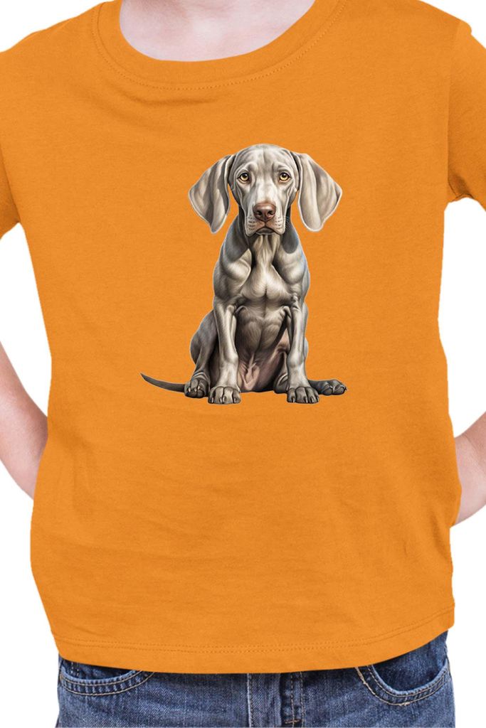 Kinder T-Shirt Dogs Breeds Weimaraner Dog Breed 006, 9-11 Jahr - 140 / Orange
