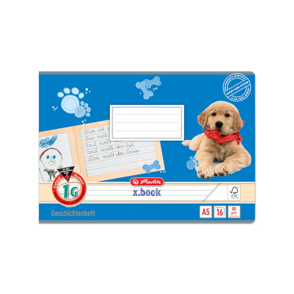 Herlitz Geschichtenheft x.book DIN A5 quer Lineatur 1G 16 Blatt