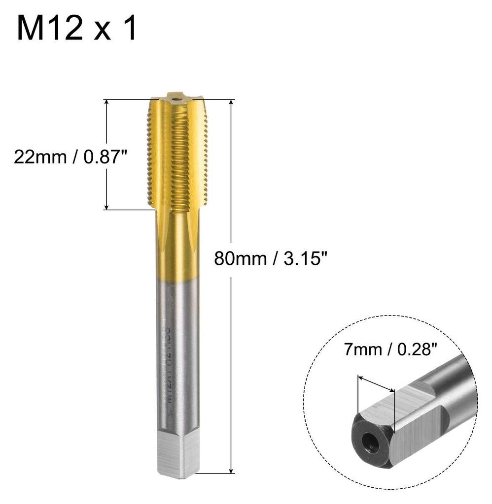 Metrische Maschine Gewindefr?ser M12 x 1 H2 Titanium Beschichtet (Ti-beschichtet) Hochgeschwindigkeitsstahl 4 Gerade Fl?ten Schraube Gewindebohrer ...