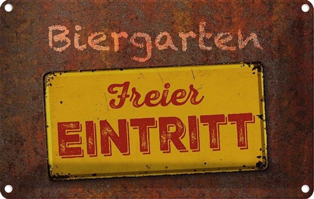 vianmo Blechschild 20x30 cm Biergarten freier Eintritt Warnschild Hinweisschild Sicherheit Vorsicht