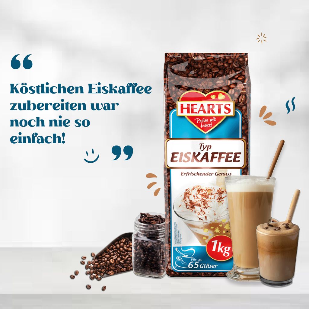 HEARTS Eiskaffee 1kg Instantgetränk Pulver für Sommer Produktbild 7