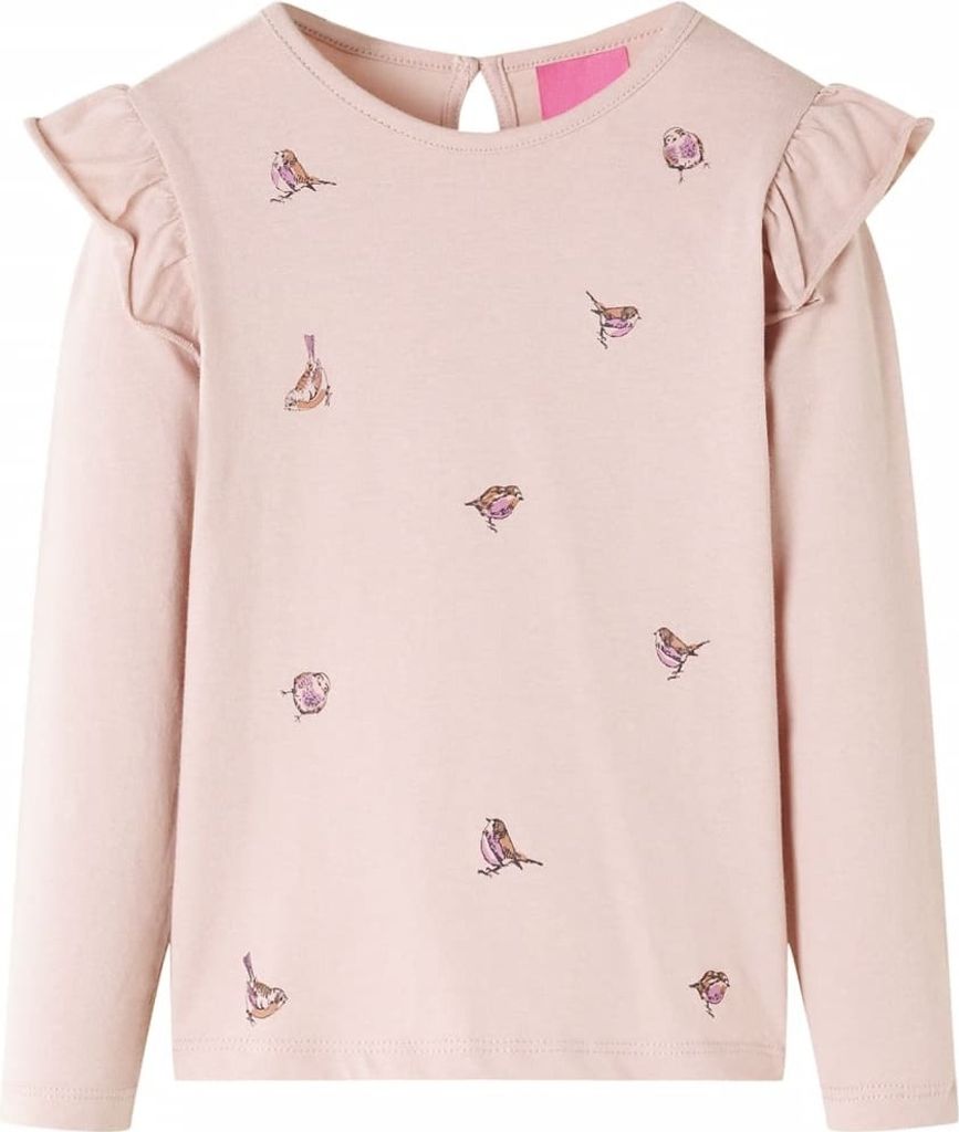 Langarmshirt mit Spatz-Aufdruck, Rosa, 92 (1,5-2 Jahre), 100 % Baumwolle