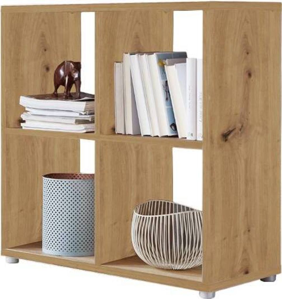 Würfelregal Regal QUADRO in Artisan Eiche, 4 Fächer, (BxHxT) 72x74x33 cm