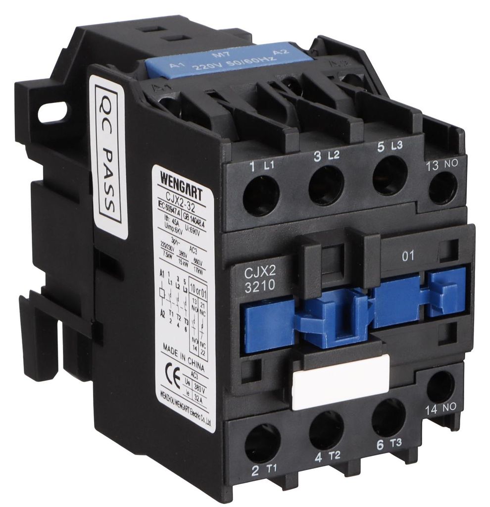 AC-Schütz CJX2-32, 32 A, 1NO AC220V, DIN-Schiene
