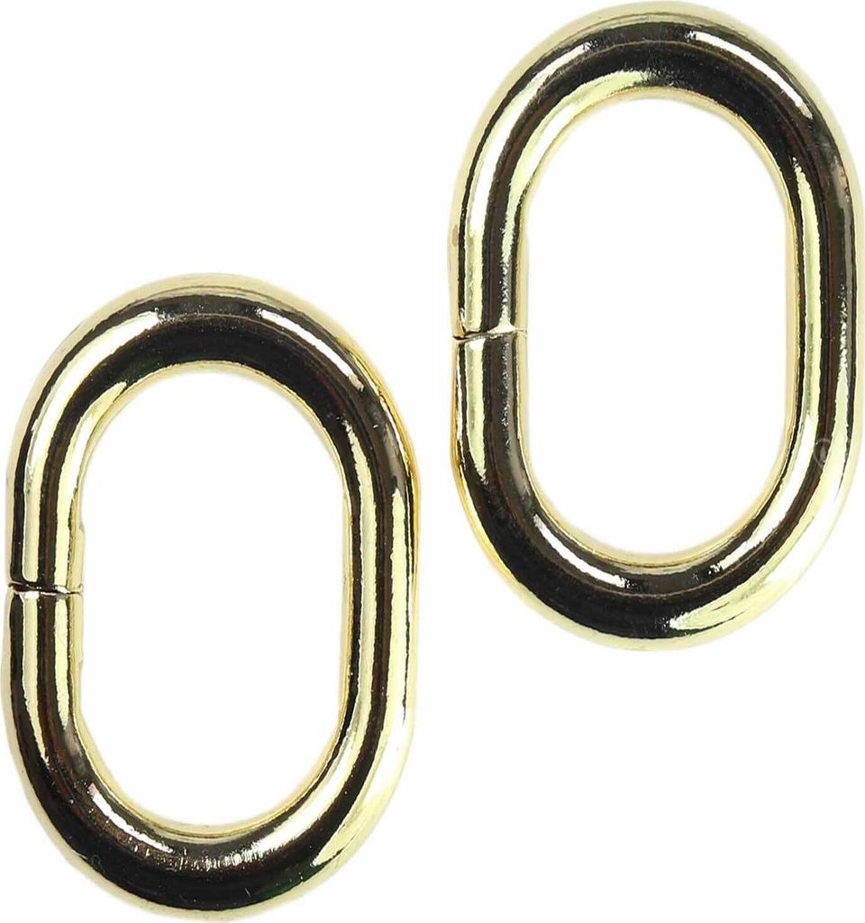 10 Metallringe oval 15-18 x 25-32mm für Gürtel Taschen Rucksäcke Farb-Größenwahl, Farbe:gold, Größe:32x15mm