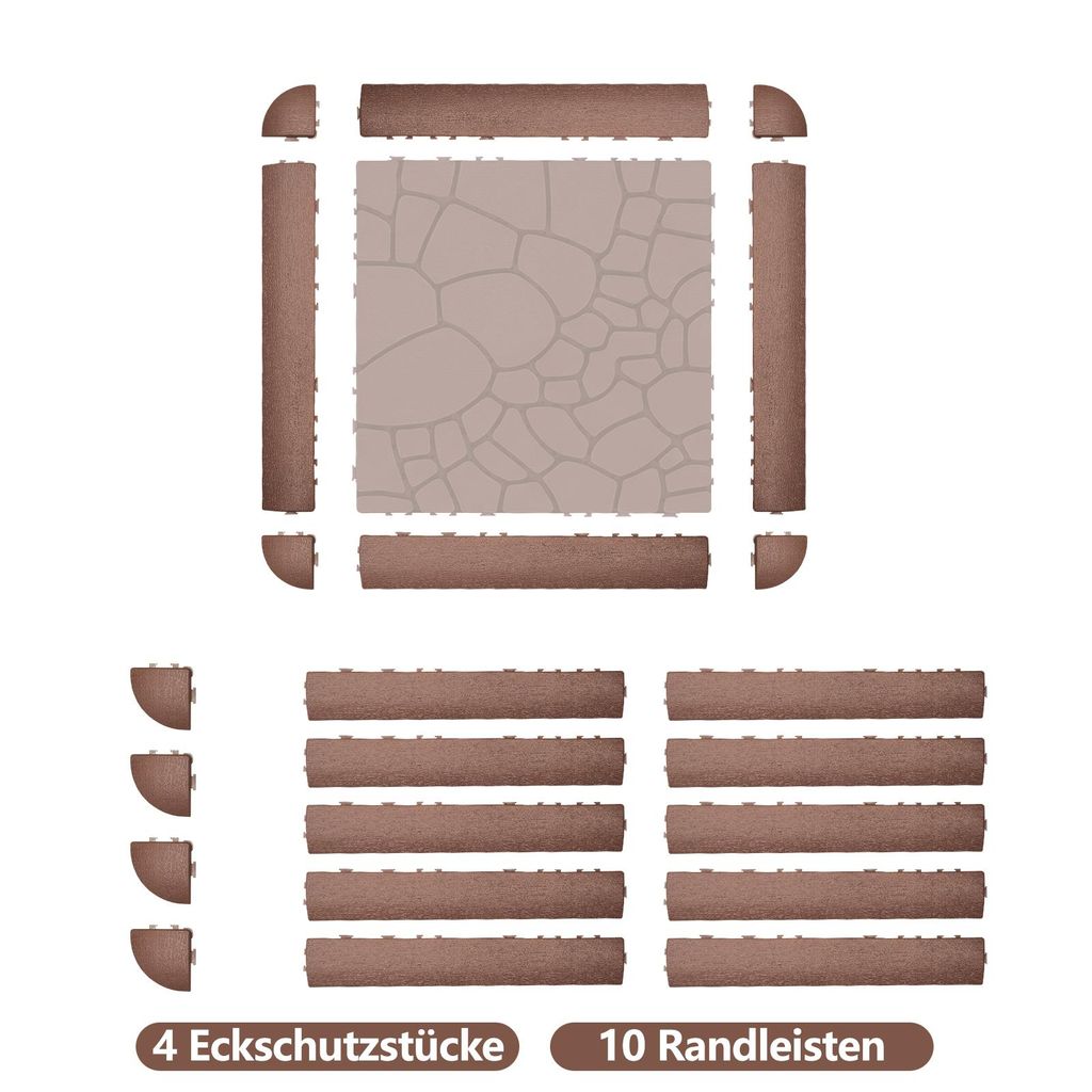 PP-Klickfliesen Randset 14-teilig, 10 Randleisten und 4 Produktbild 