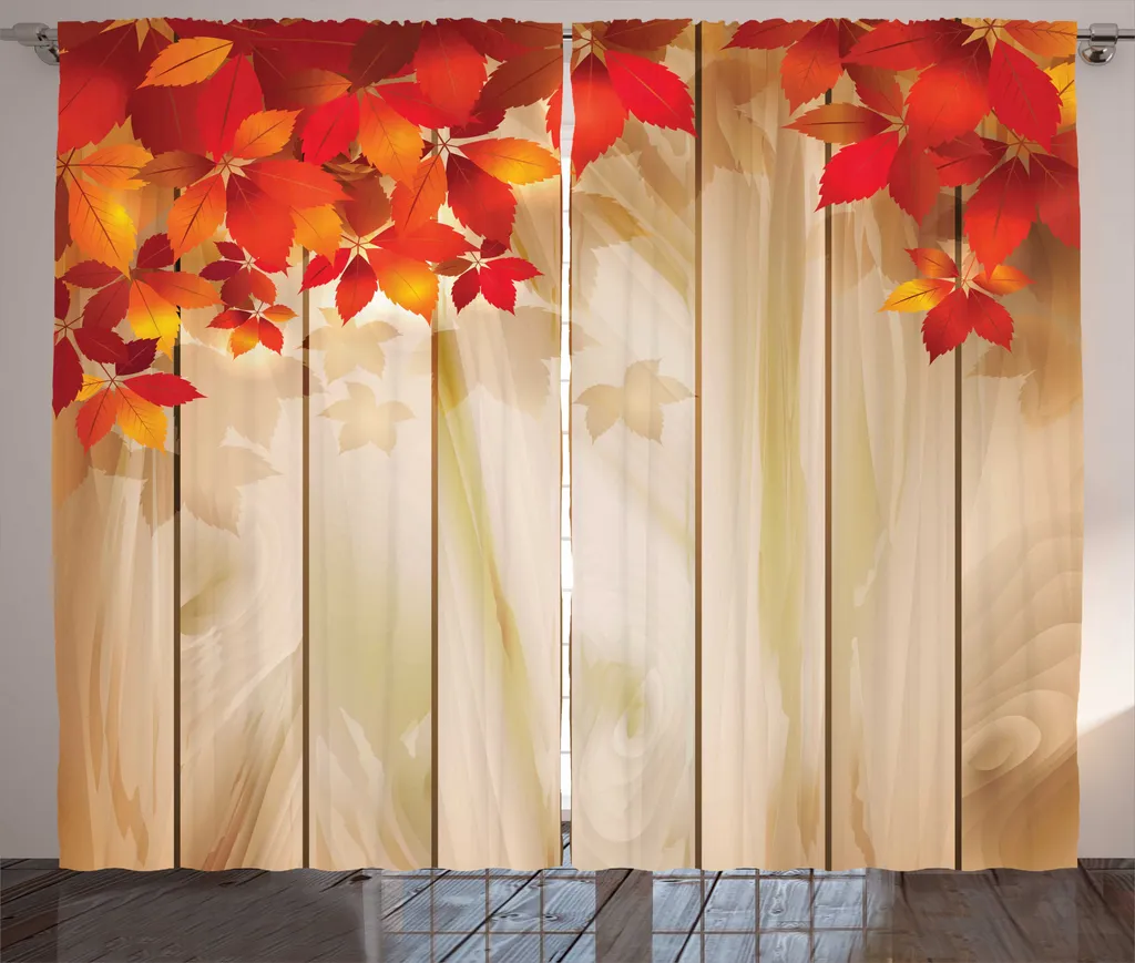 ABAKUHAUS Rideau à Fronces Rustique 280x225cm en Beige et Écarlate