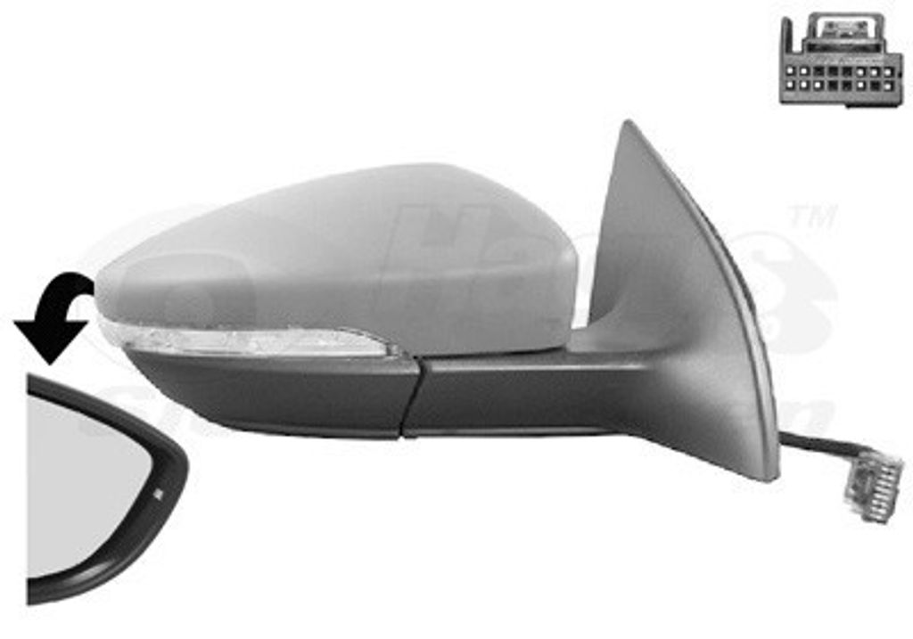 VAN WEZEL 5841808 Außenspiegel Seitenspiegel Rechts für VW Passat CC (357) Konvex Beheizt Grundiert