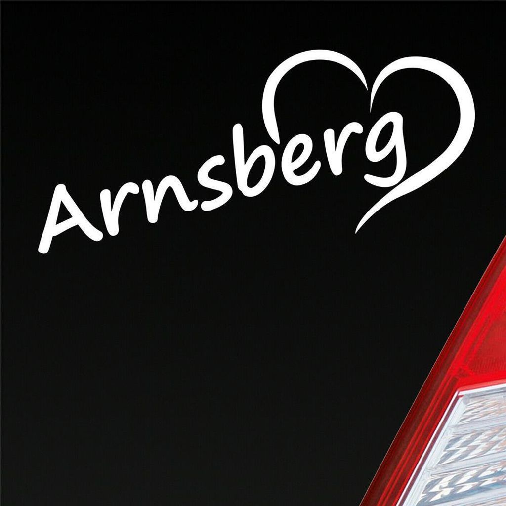 Auto Aufkleber Arnsberg HSK Sauerland Herz Stadt City 20x8 cm Weiss Glanz Sticker Heckscheibenaufkleber