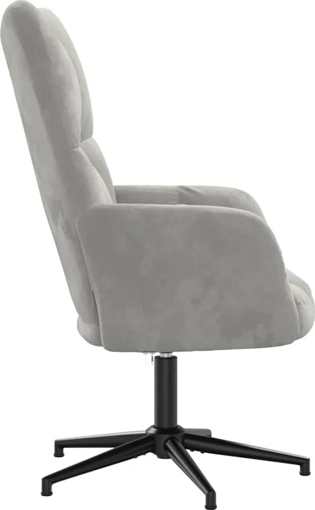 Poltrona da Soggiorno vidaXL Velluto Grigio | Seduta Relax Girevole 360° - 3