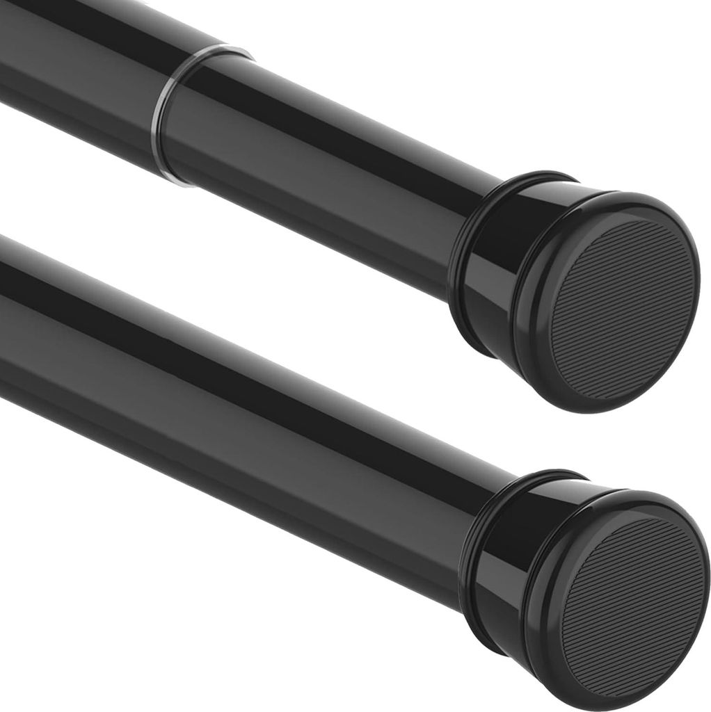 Verstellbare Gardinenstange, 2 Stück, Ohne Bohren, Ausziehbare Duschstange und Kleiderstange für DIY-Projekte, Badezimmer, Schrank - Schwarz, 90-...