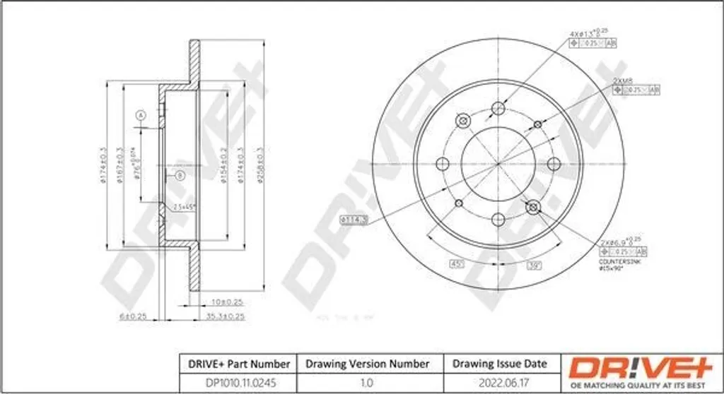 Dr!ve+ DP1010.11.0245 Disque de Frein Arrière pour Cerato LD OE 58411