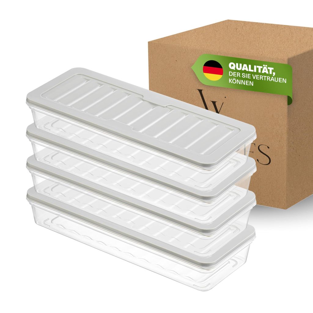 Viwares Stapelbare Gefrierdosen 4er Set, Gefrierfach & Kühlschrank Organizer mit Deckel, Frostfest bis -25°C, Wiederverwendbare Frischhaltedosen,...