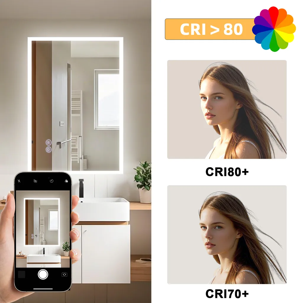 Miroir LED à Intensité Variable 70x50 cm avec Fonction Antibuée Innovante