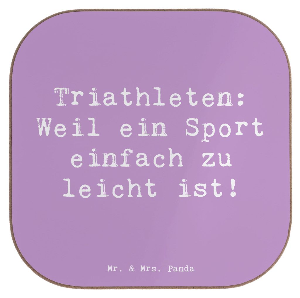 Mr. & Mrs. Panda Untersetzer Tasse Spruch Triathlon Helden - Lavendeltraum - Geschenk, mentales Training, Sportler Geschenke, Gläser, Herausforder...