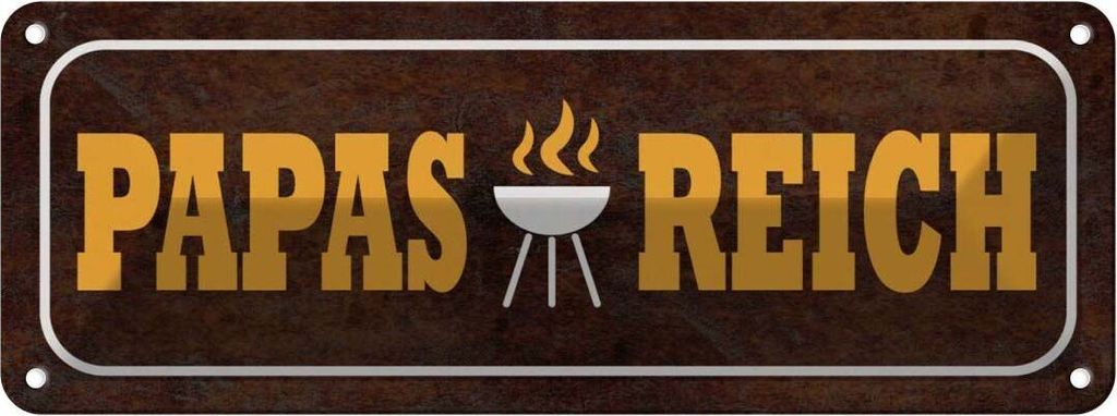 vianmo Blechschild 10x27 cm Papas Reich Grill Outdoor Camping Spruch Zitat