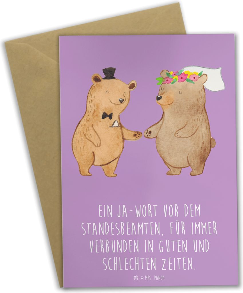 Mr. & Mrs. Panda Grußkarte Standesamtliche Trauung Versprechen - Lavendeltraum - Geschenk, osterkarte, weihnachtskarten, Geschenke, rechtlich, Bra...