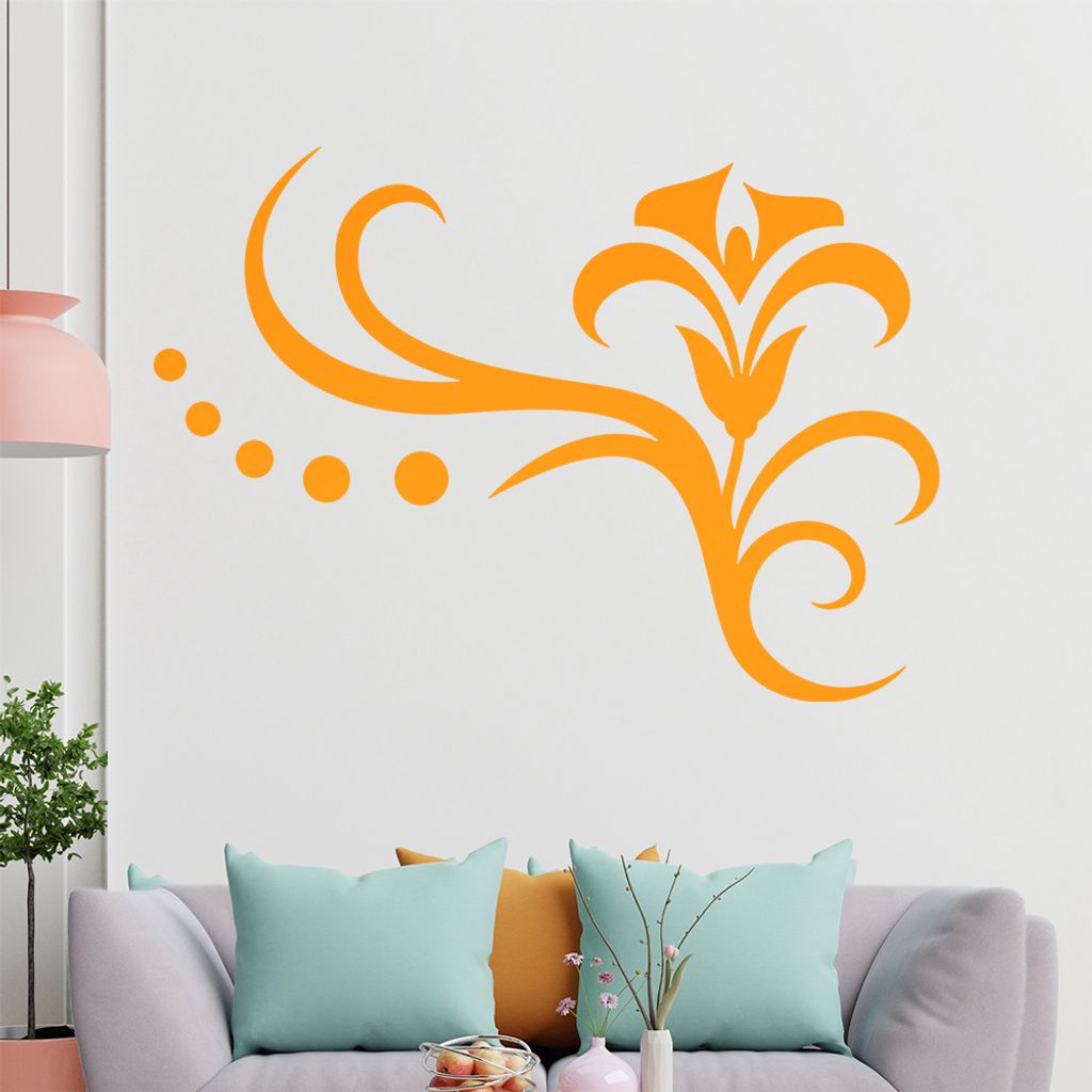 Blume - Linien Punkte Wandtattoo in 6 Größen - Wandaufkleber Wall Sticker - Dekoration, Küche, Wohnzimmer, Schlafzimmer, Badezimmer