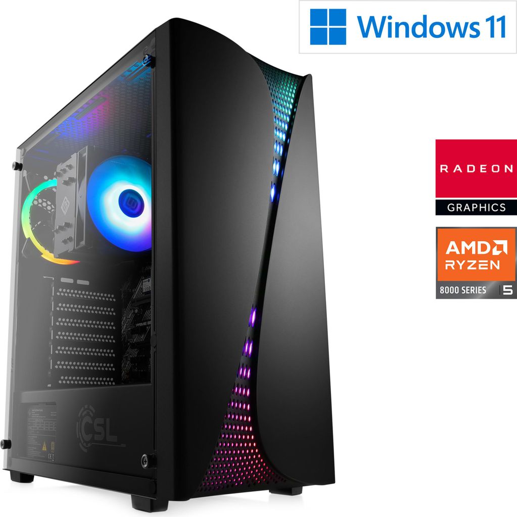Gaming PC AMD Ryzen 5 8600G, 4300 MHz, AMD Radeon 760M, 32 GB DDR5-RAM, 1000 GB M.2 SSD, Windows 11, USB 3.2 | M10790H