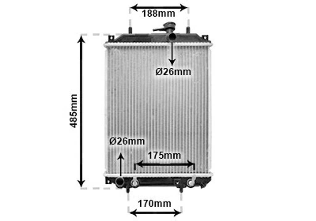 VAN WEZEL 11002057 Kühler Wasserkühler Motorkühler für DAIHATSU Cuore VI (L251, L250, L260) Trevis (L650)