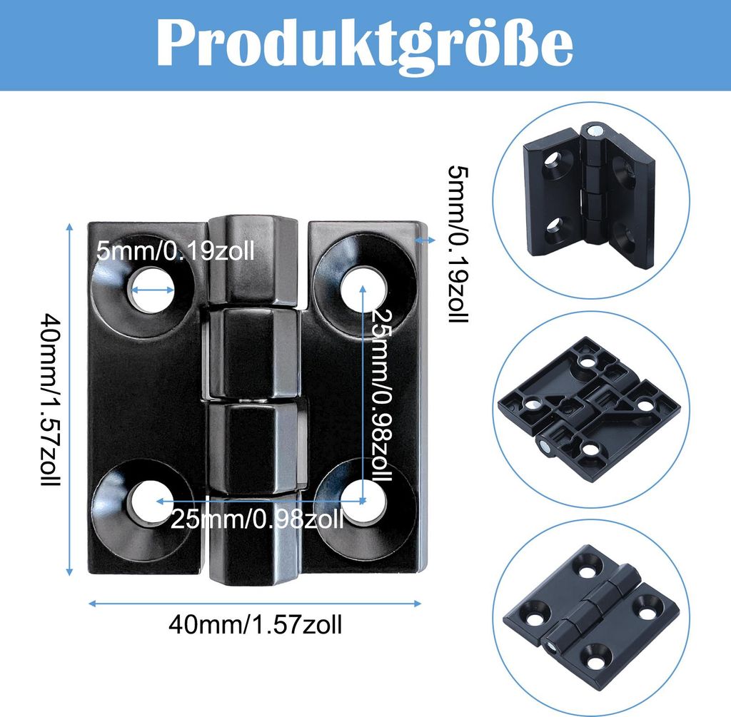 Aufkleber - 3 Stück Klappscharnier - Schwarz