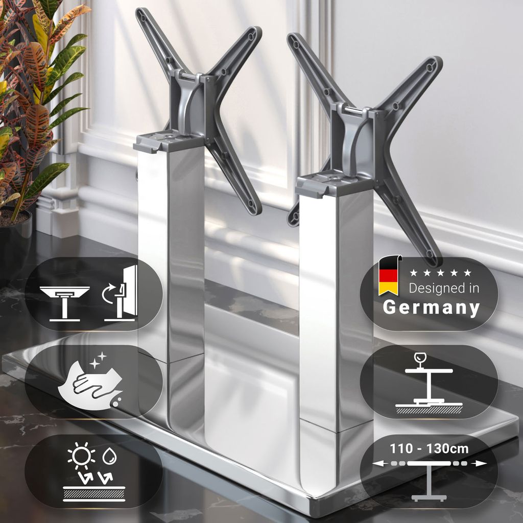 MADRID | Bistro Lounge Doppel Tischgestell | Edelstahl | Höhe: 36 cm | Säule: 8 x 8 cm | Fuß: 40 x 70 cm | Klappbar | Gastro Tischgestell, Tisch...