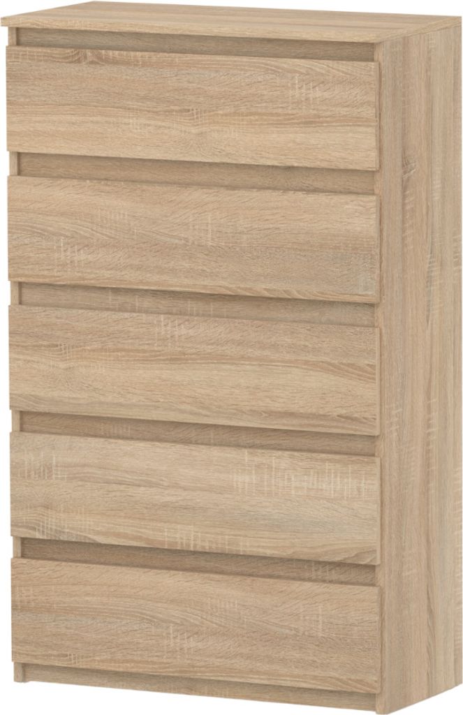 Kommode mit 5 Schubladen - Holz Sideboard 70x115x33,5 Schmale Kommode für Schlafzimmer & Flur Regal mit Schubladen Schrank mit Schubladen (Sonoma)