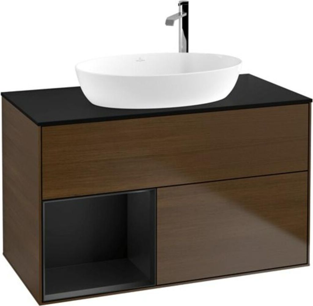 V&B Waschtischunterschrank Wandbeleuchtung Finion 100, Pl bla m, Reg bla m Lac, wal ven