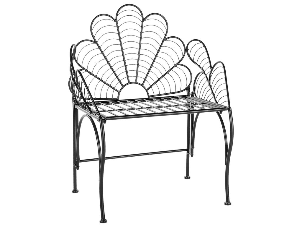 BELIANI Gartenstuhl Schwarz Eisen Pulverbeschichtung Blumenform Retro Design Boho Stil Modern für Garten Terasse Outdoor Außenbereich