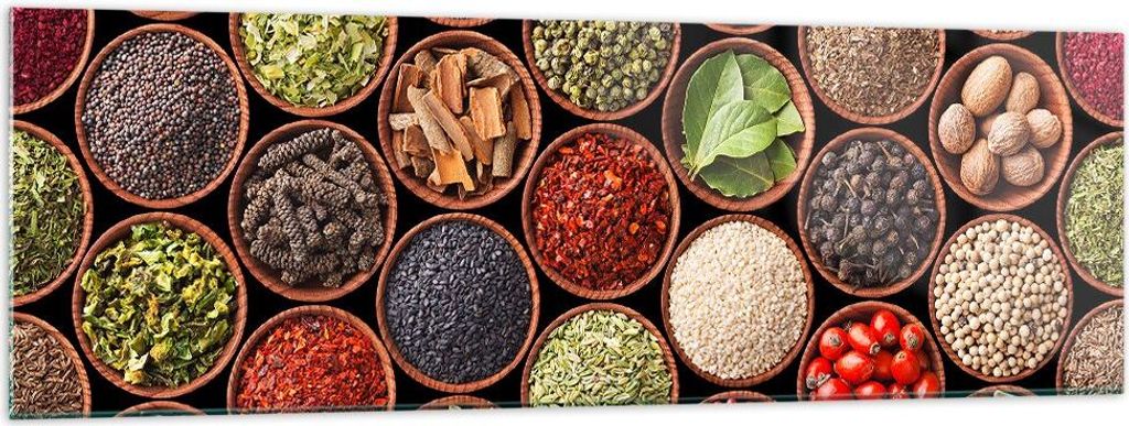 Bilder auf glas - Gewürz Küche - 160x50cm - Glasbilder - Wandbilder - Kunstdruck - zum Aufhängen bereit - Wanddekoration aus Glas - Glas Bilder ...