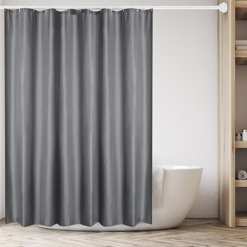 Beschwerter grauer Duschvorhang 240 x 200 cm, waschbares, schimmelresistentes Polyester für Zuhause oder Hotel