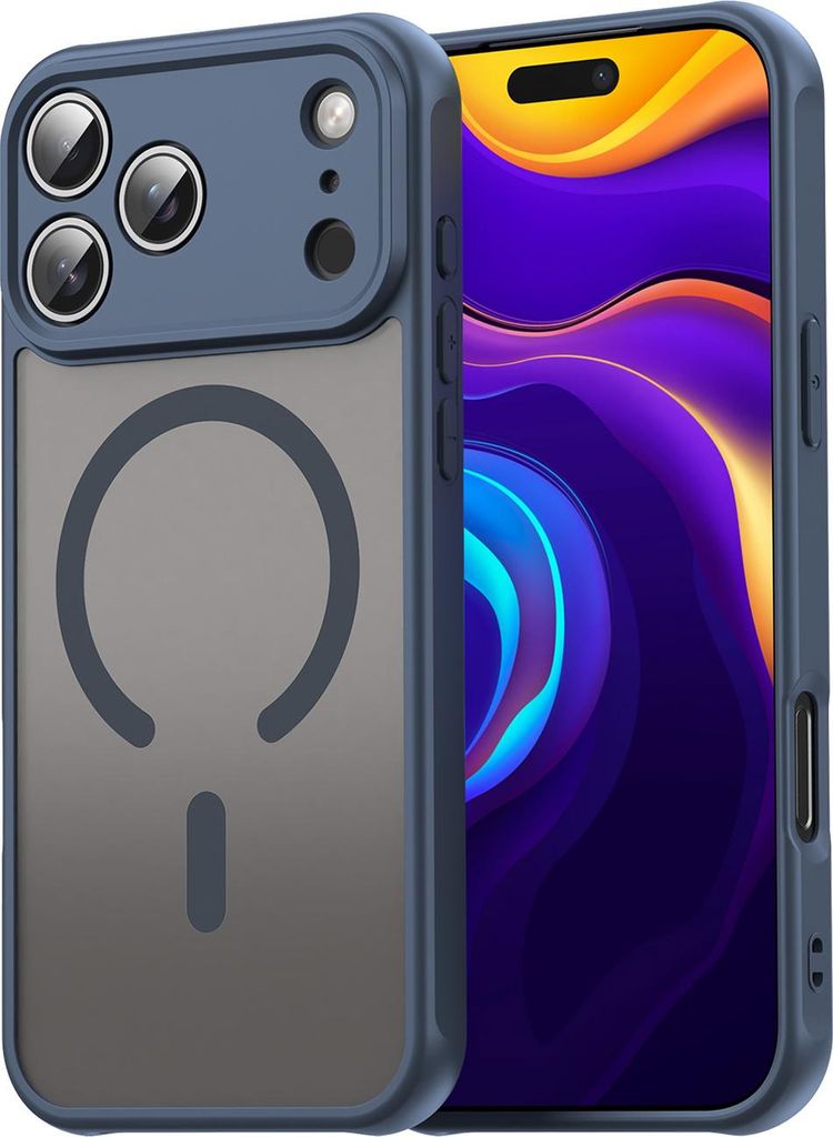 Magnetisch Hülle für iPhone 17 Pro Max Transluzente Matt Rückseite Stoßfeste Handyhülle mit Kameraschutz Blau
