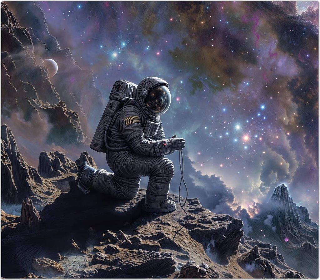 Spritzschutz Herdabdeckplatte Schneidebrett aus Glas Astronaut im All 1-Teilig (60x52cm)