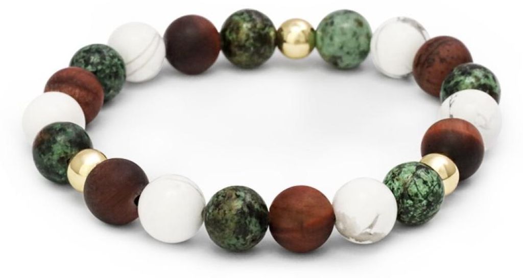 Howlite Bull' s Eye Tü rkis Perlenarmband MINK166/17