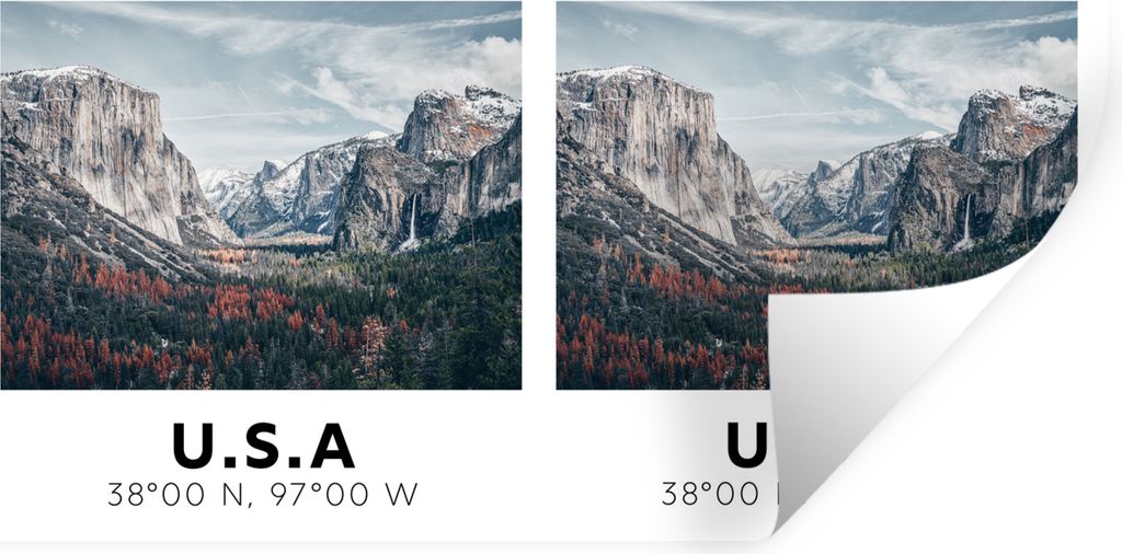 MuchoWow Wandtattoo Wandsticker Wandaufkleber Yosemite - Amerika - Wyoming - Berge - Wald 80x40 cm Selbstklebend und Repositionierbar - Aufkleber