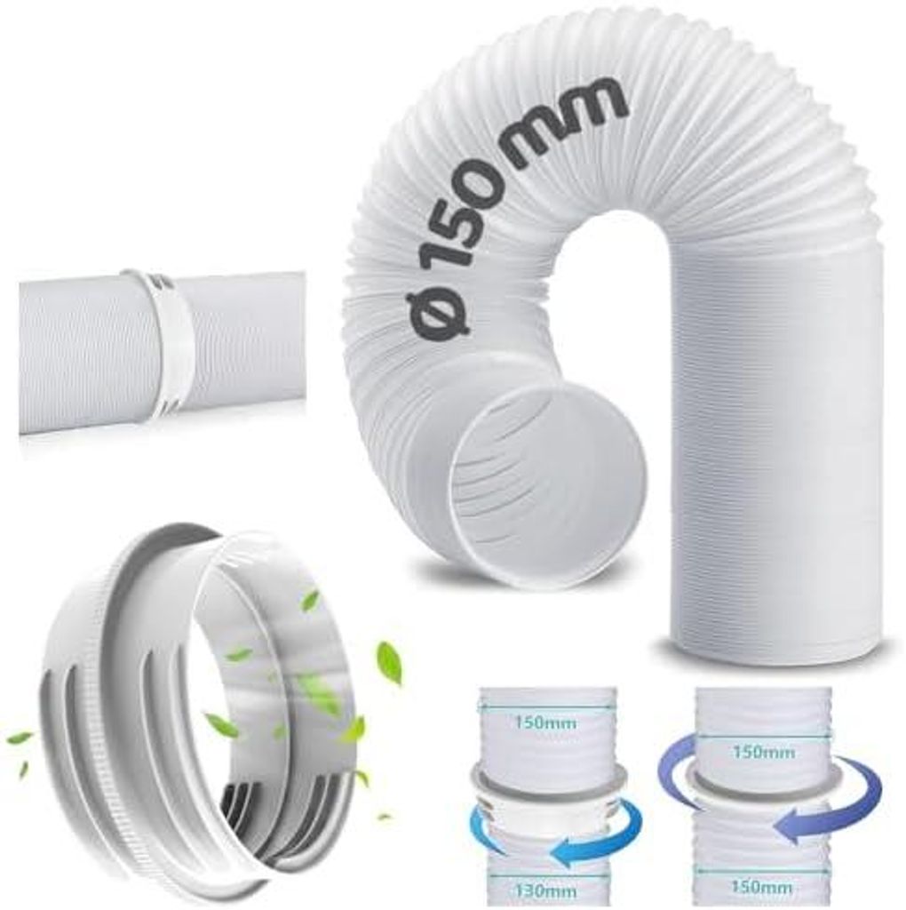 Klimaanlage Schlauch Verlängerung 200cm mit Adapter 130mm innen/150mm außen,Abluftschlauch Klimagerät,Klimaanlage Verlängerungsschlauch,Klima A...