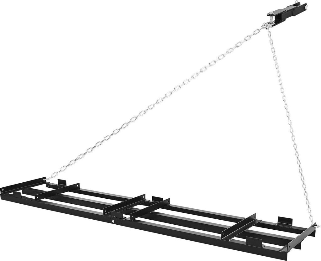 SucceBuy Schleppegge 243,5x50 cm, Wiesenegge mit 183 cm Kette, Robuster Nivellierrechen aus verzinktem Stahl, Feldegge für Kiesauffahrten, Geeigne...